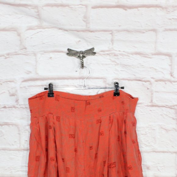 Out Of The Blue Orange Printed Silk High Waist Flowy Shorts Size Small - Picture 2 of 8